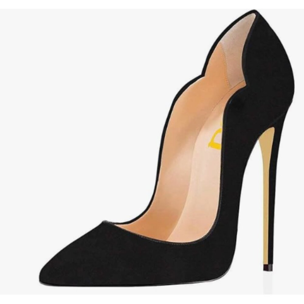FSJ Black Pointed Toe High Heels Sexy Stiletto Pumps Office Lady Casual Shoes